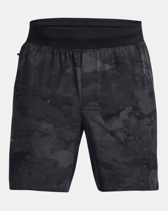 Men's Project Rock Unstoppable Camo Shorts in Black image number 6
